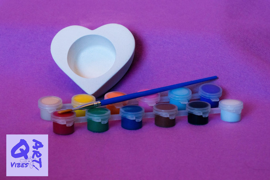 Heart-shape plaster container for Valentine activity ideas - DIY craft painting tealight candle holder, Valentine gift for him or her.