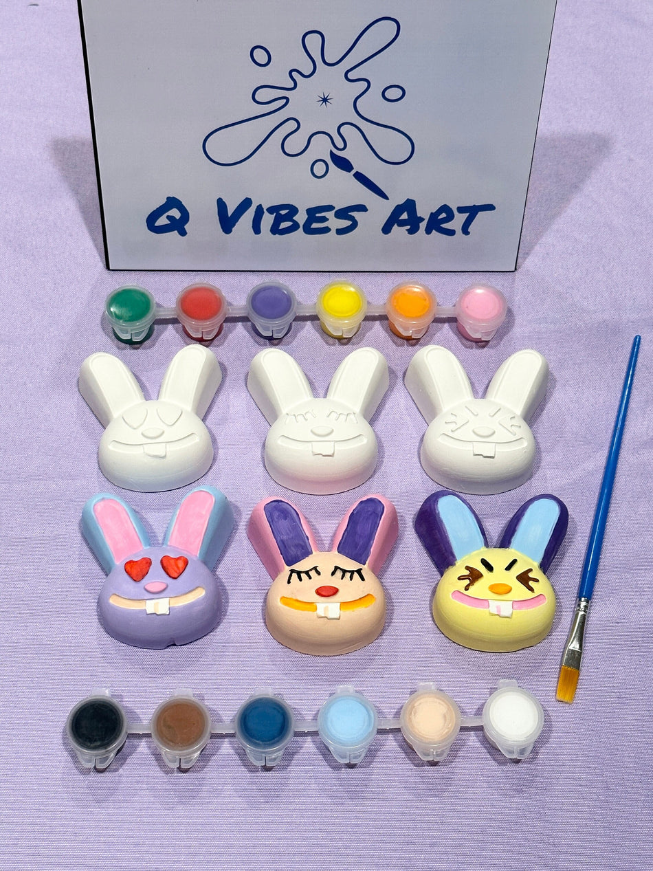 Easter Bunnies plaster DIY painting kit, fun Easter gifts for kids, cute bunny rabbit painting craft at home, bunny rabbit gifts.