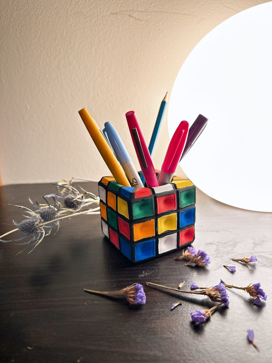 Rubik's cube planter for painting DIY crafts, paint your own succulent pot planter for a special gift or unique home decoration office decor