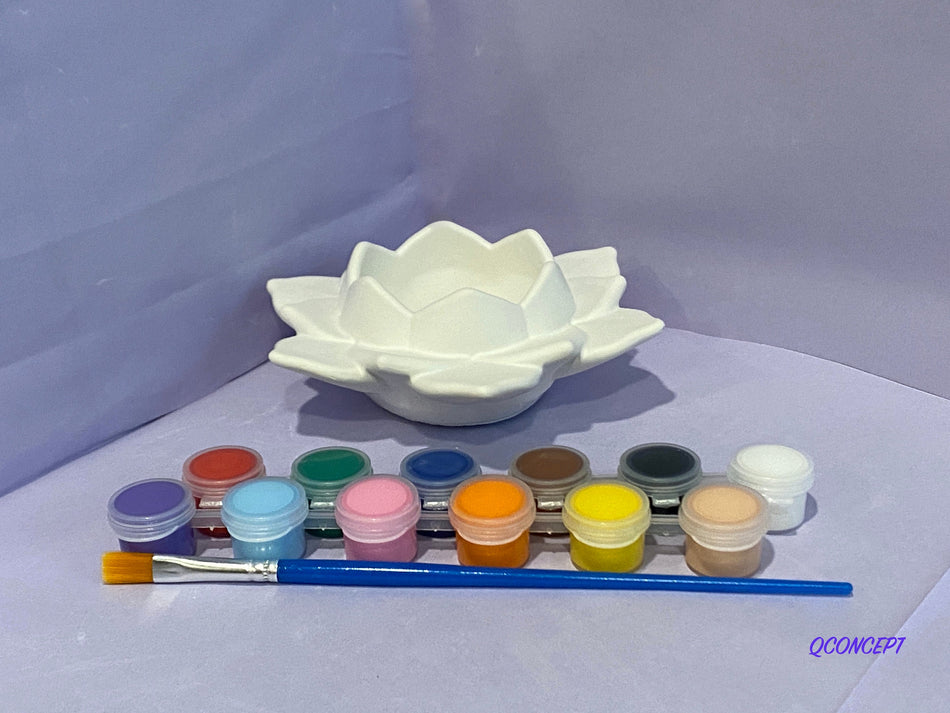 Lotus tealight candle holder, Lotus ceramic bisque - DIY pottery painting kit, Ready to paint pottery, best gifts, room decor, lotus tray.