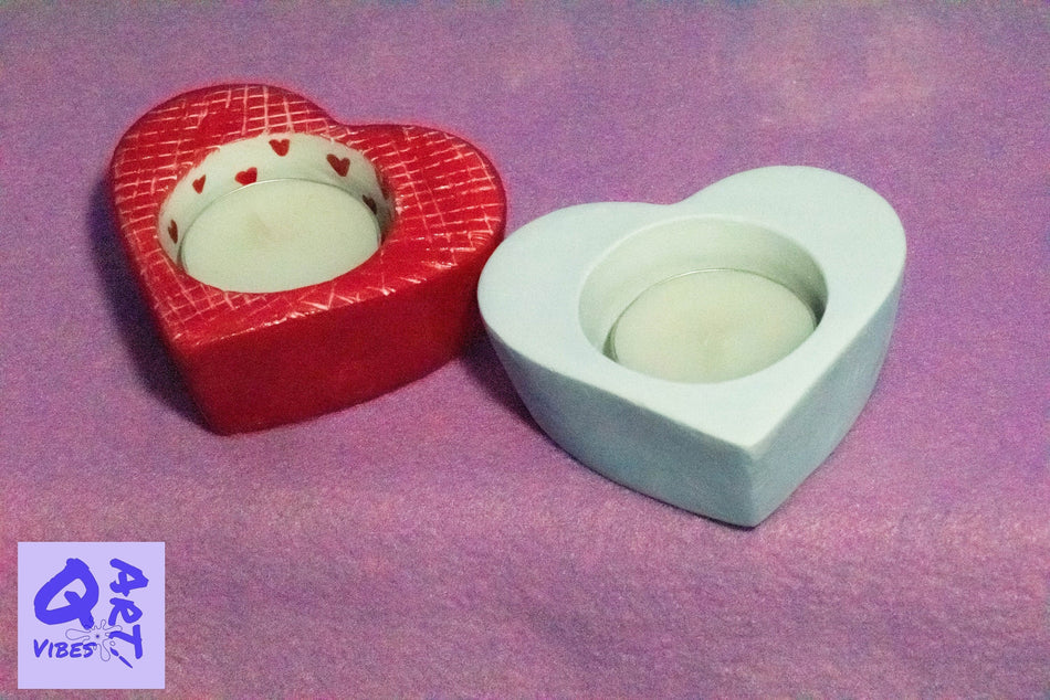 Valentines day special gift DIY Heart-shape tealight candle holder, plaster heart container, Valentine gift for him or her, fun activity
