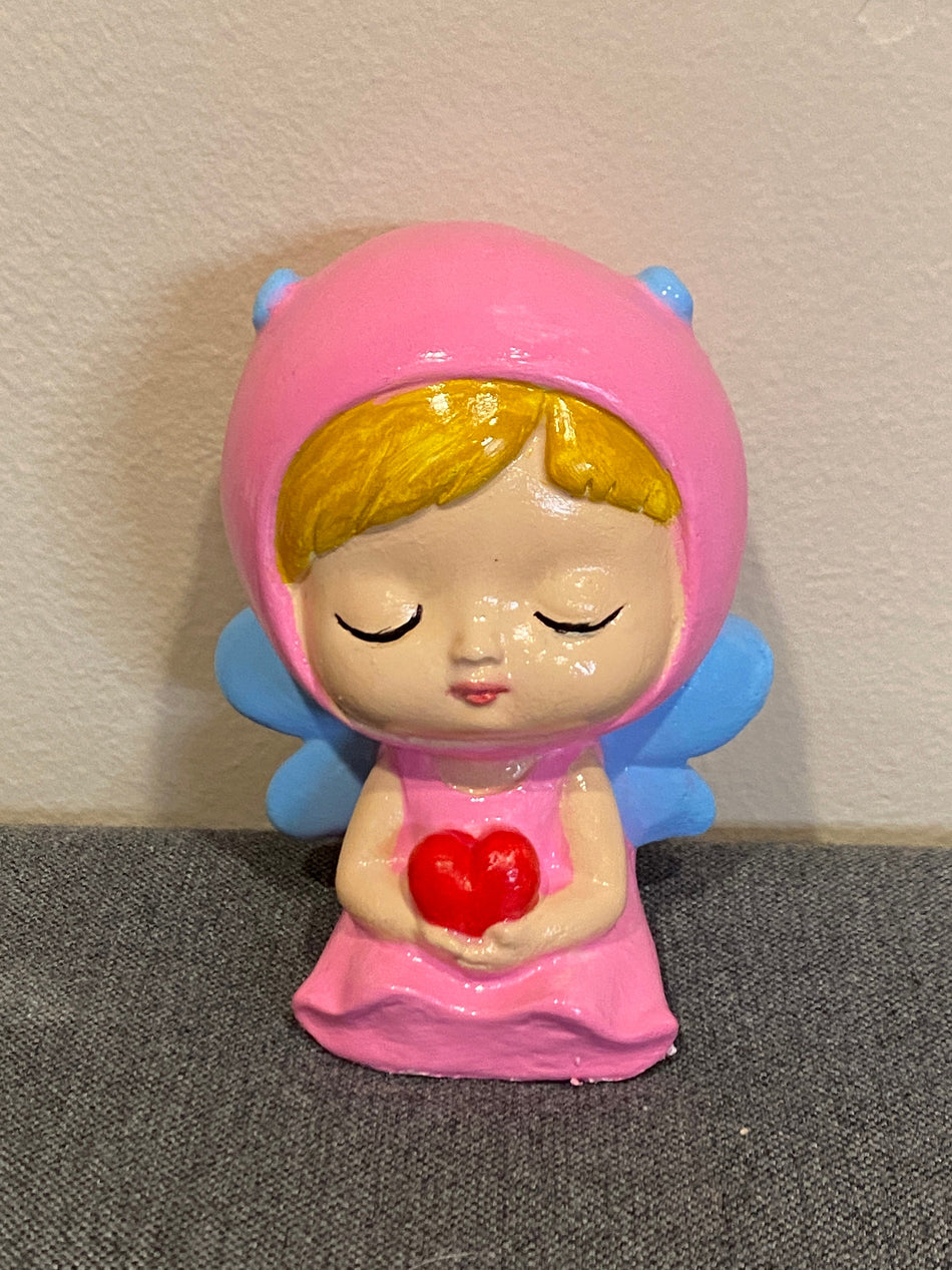 Valentines day special gift DIY - Baby angel holding heart - Plaster sculpture for craft painting with washable acrylic paint sets